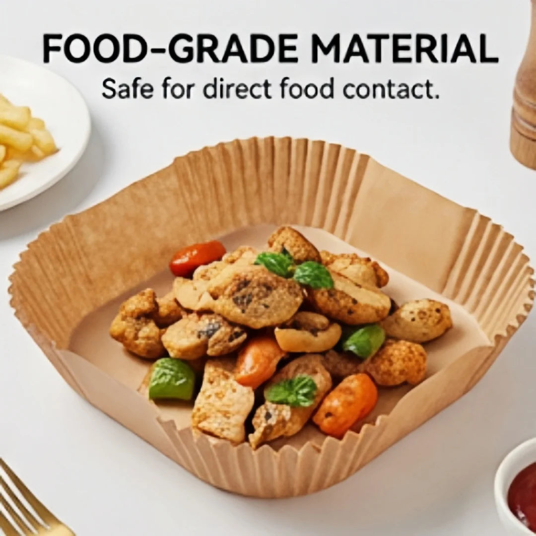 Pre-Cut Parchment Non-Stick Air Fryer Paper Liners Easy Clean Up 50 Pcs 20cm