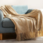 Oversized Vintage Farmhouse Knitted Throw Blanket with Tassels