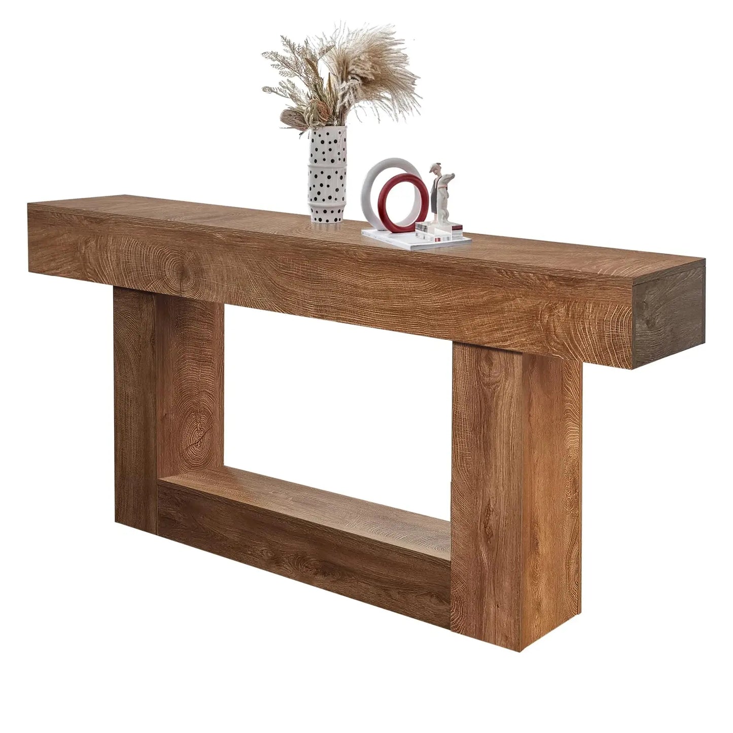 63-Inch Long Rustic Farmhouse Style Wood Console Entryway Table