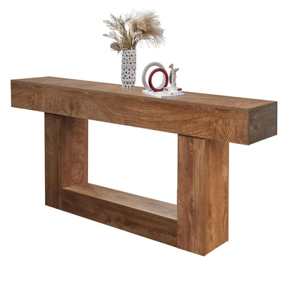 63-Inch Long Rustic Farmhouse Style Wood Console Entryway Table