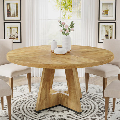Small Round Farmhouse Dining Table 47" Seats 4