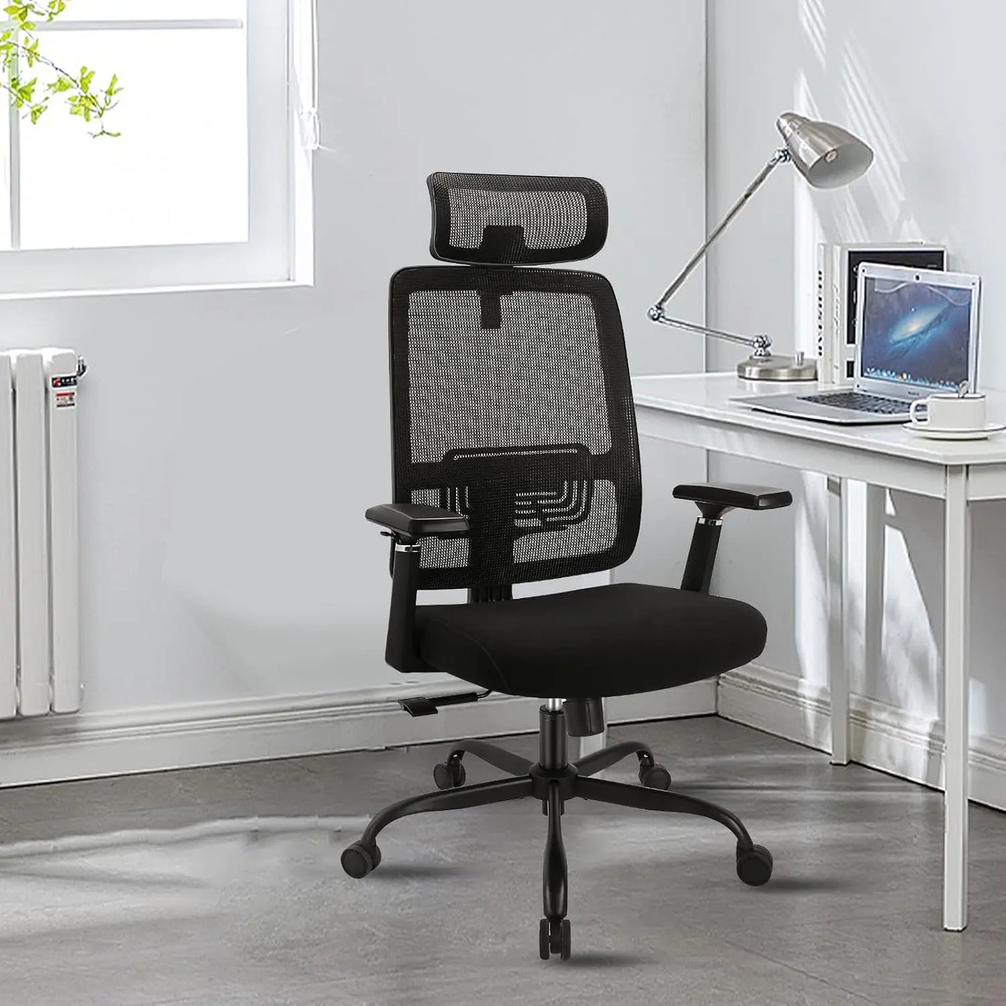 Ergonomic Mesh Adjustable Lumbar Support Office Chair with 120°Tilt High Back Soft Flip Up Arms