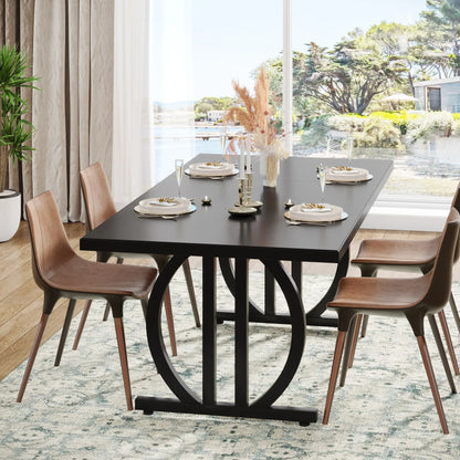 Modern Industrial Large Dining Table 63-Inch Heavy Duty Metal Frame 63"