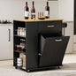 Portable Rolling Kitchen Island on Wheels with Tilt Out Trash Can Storage Towel Rack Spice Rack