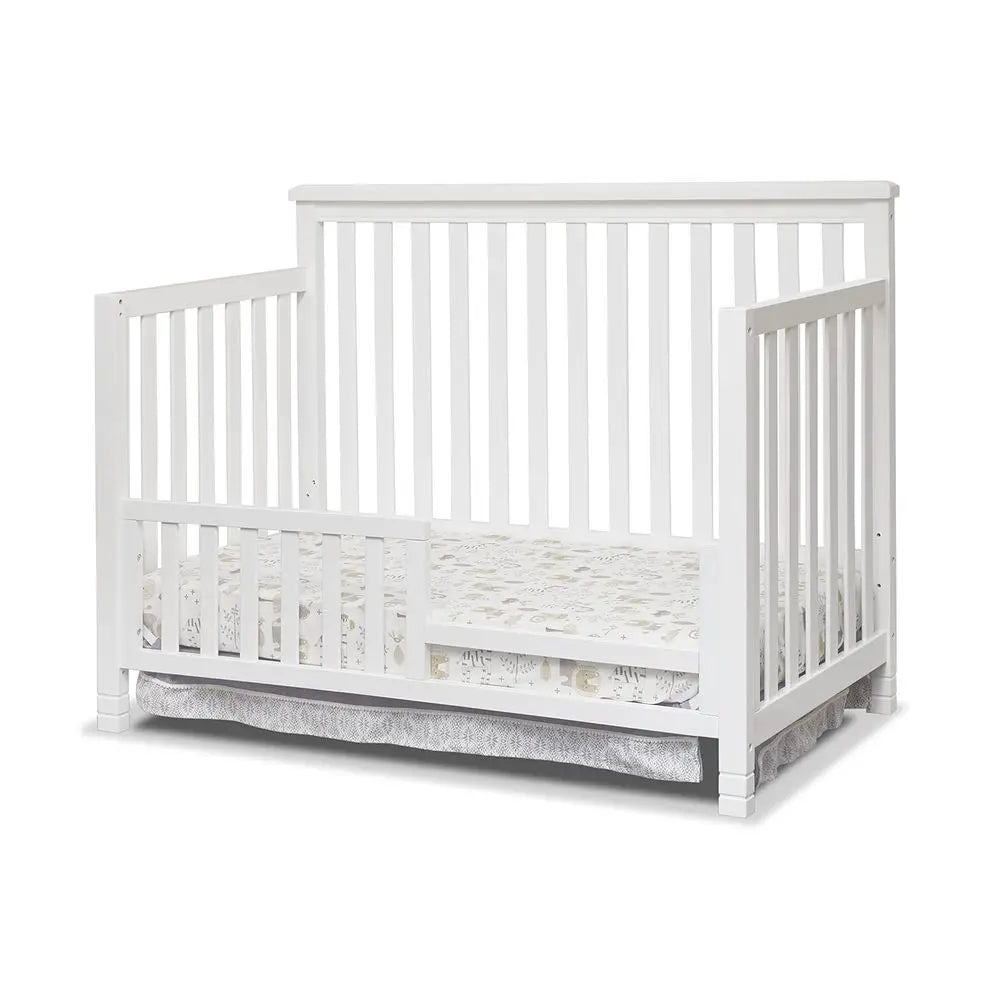 3-Piece Nursery Set: 4-in-1 Convertible Crib, Dresser, Changing Table with Hamper - Non-Toxic White Wooden Finish