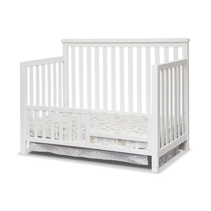 3-Piece Nursery Set: 4-in-1 Convertible Crib, Dresser, Changing Table with Hamper - Non-Toxic White Wooden Finish