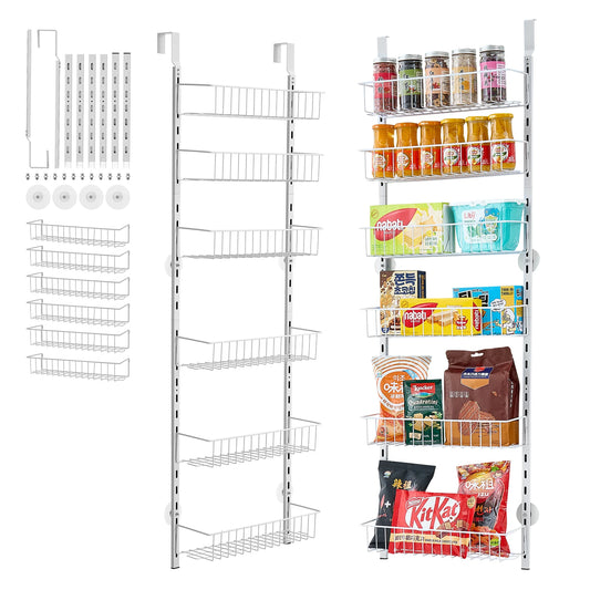 VEVOR 6/8/9/10 Tier Over the Door Hanging Pantry Spice Rack Organizer Heavy-Duty Steel Adjustable