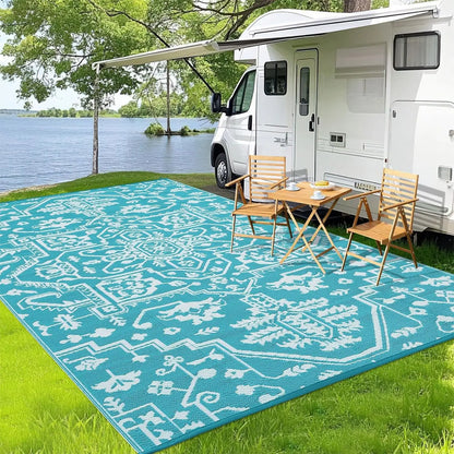 Waterproof Indoor Outdoor Plastic Straw Area Rug Stain-Resistant Easy Cleaning RV Mat for Deck Camping Balcony