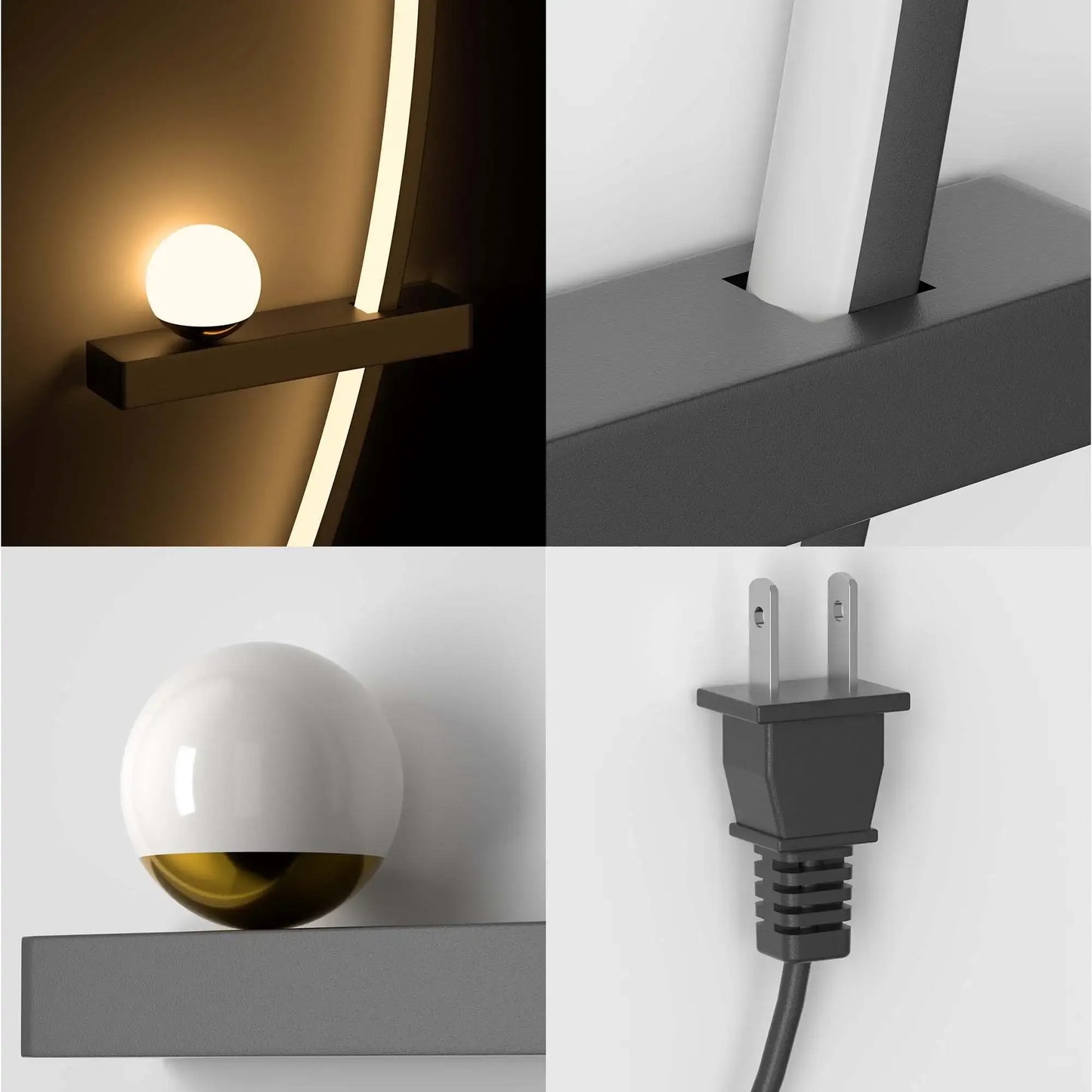 Modern Adjustable Arched Metal Bedside LED Wall Lamp Sconce 31.5" 3000K Warm Glow Indoor Use for Bedroom 2 Piece
