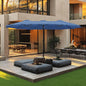 Large Double Sided Outdoor Rectangular Patio Umbrella Base Included Crank Handle 15 Ft