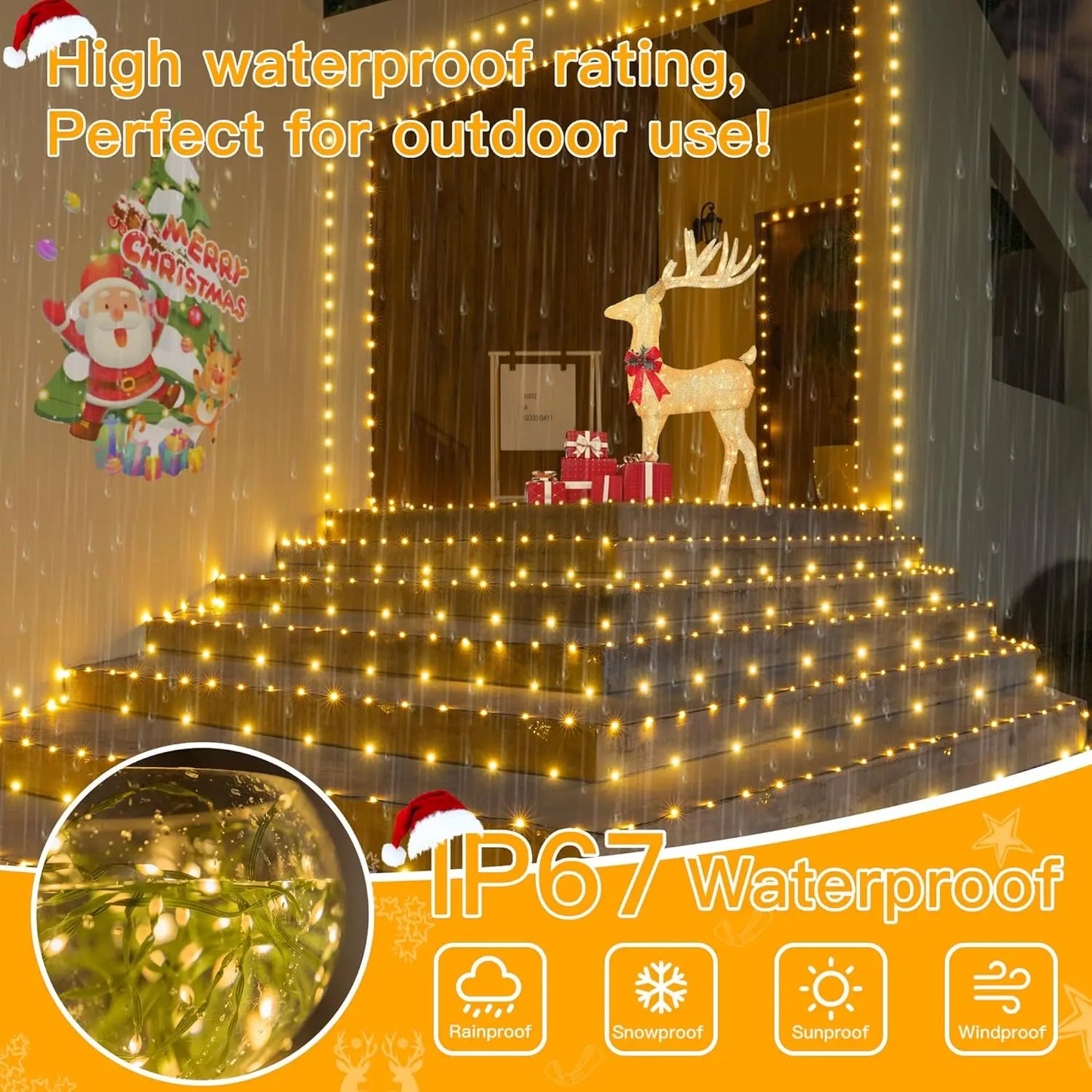 Outdoor Solar String Lights Decorative Waterproof Christmas Lights 240 Lights 100Ft