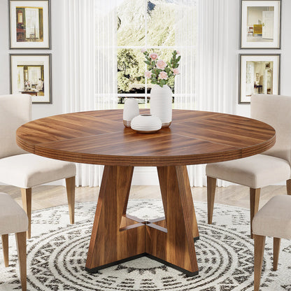 Small Round Farmhouse Dining Table 47" Seats 4
