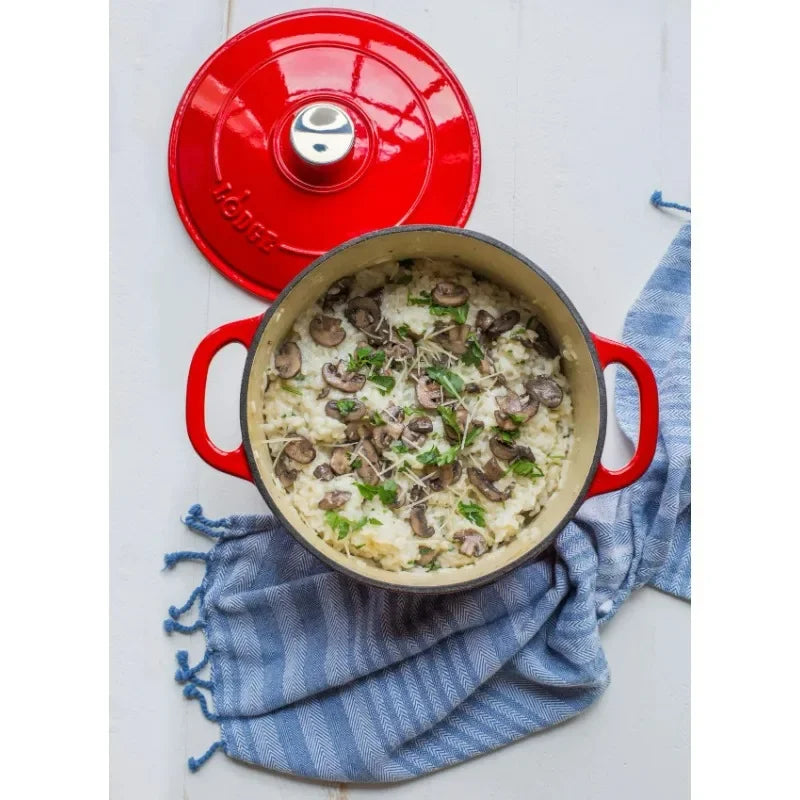 Lodge Cast Iron Dutch Oven 5.5qt Enameled Non-Stick Set