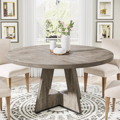 Small Round Farmhouse Dining Table 47" Seats 4