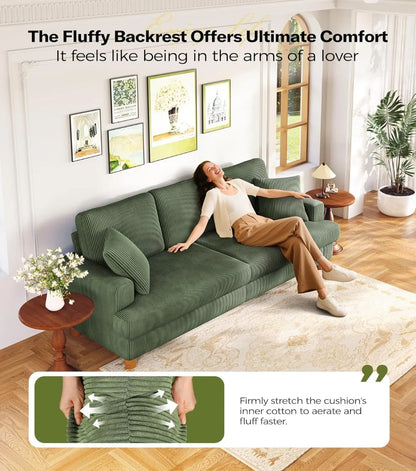 87in Corduroy Kidirect Sofa No Tool Assembly 21in Deeper Seats