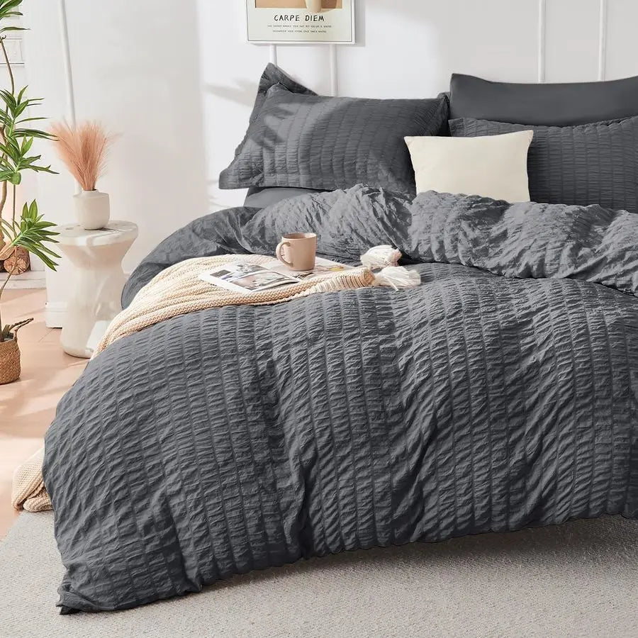 Seersucker Queen Bedding Comforter Set 7 Pieces