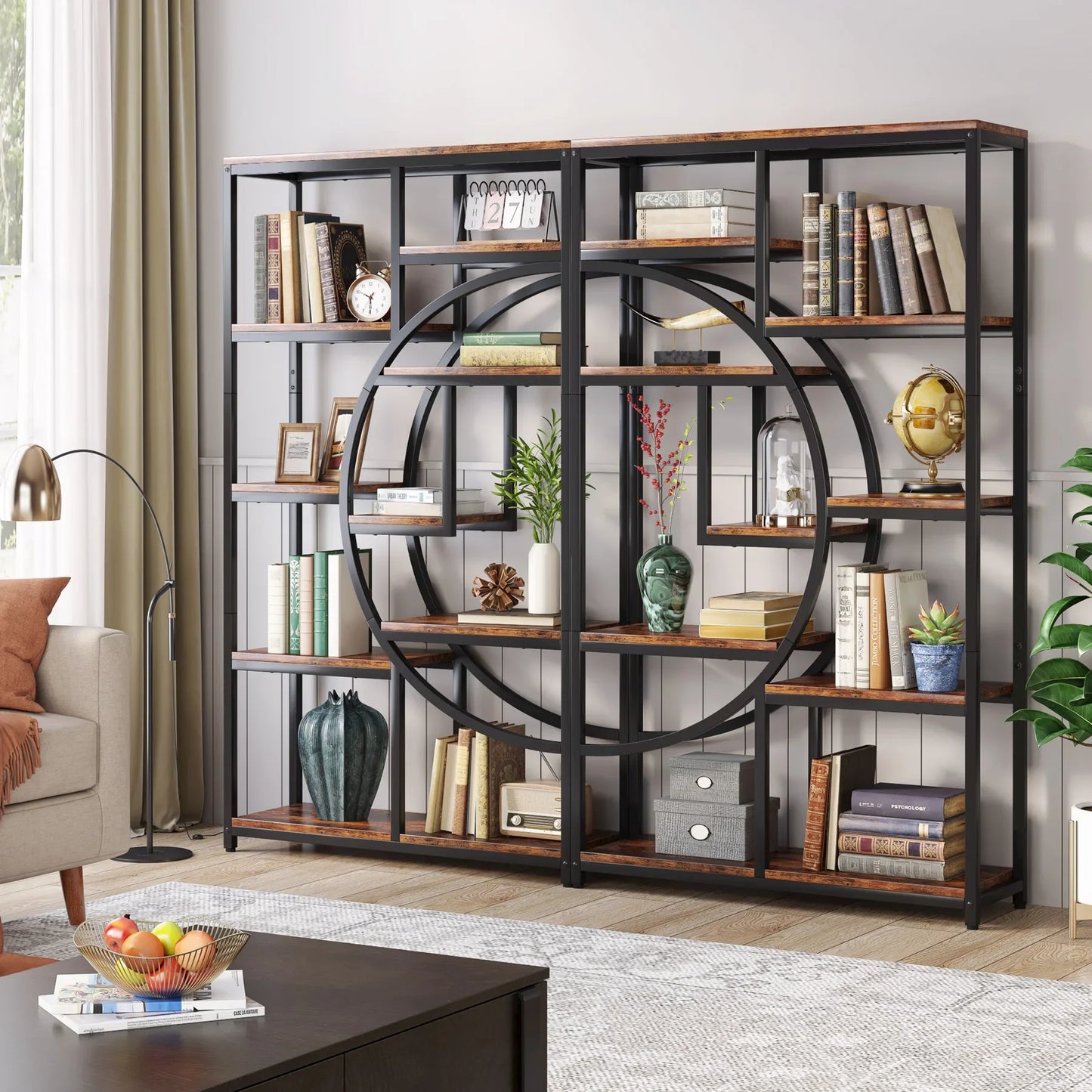 Tribesigns Industrial 5 Tier Freestanding Etagere Bookcase Bookshelf Display Storage Organizer