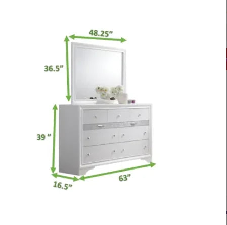 Traditional Wood Queen Bedroom Set White 5 Pieces