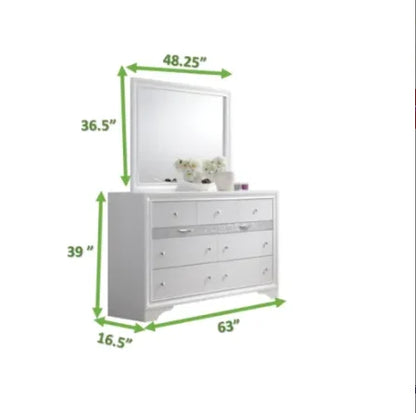 Traditional Wood Queen Bedroom Set White 5 Pieces