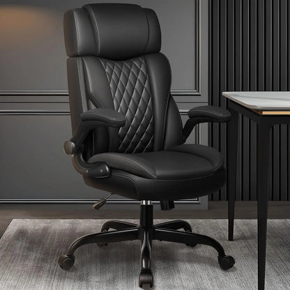 Executive Office Ergonomic Desk Chair Lumbar Support Adjustable Flip Up Arms