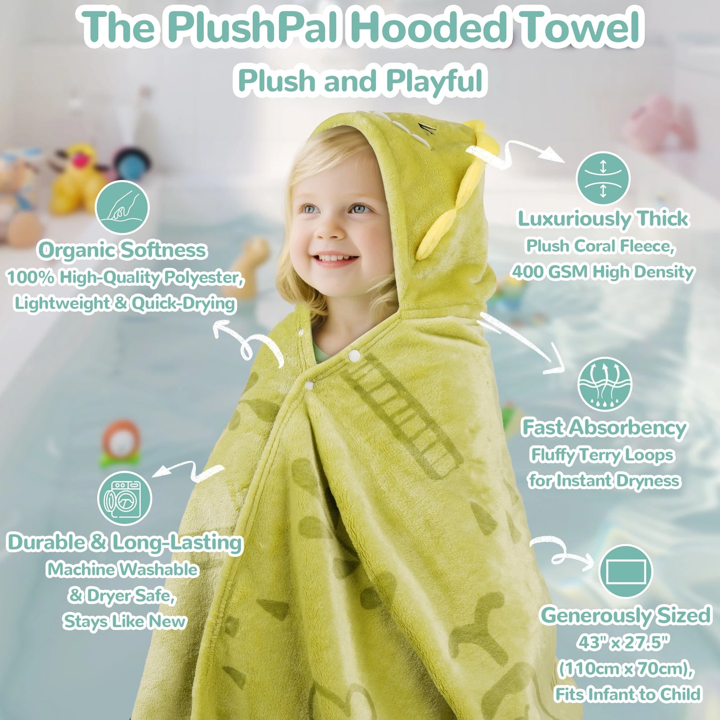 Baby Towels Ultra Soft Absorbent Coral Fleece Bath Hooded for Newborn Infant Toddler