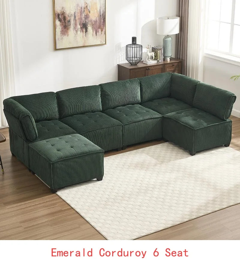 Modular Sectional Sofa U-Shaped Couch with Reversible Chaise 6-Seat Convertible Design