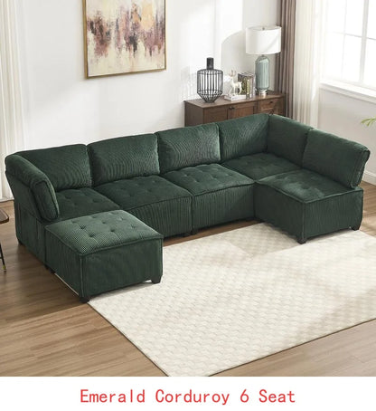 Modular Sectional Sofa U-Shaped Couch with Reversible Chaise 6-Seat Convertible Design