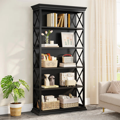 Industrial 6-Tier 5 Shelf Display Storage Floor Standing Bookcase 71"