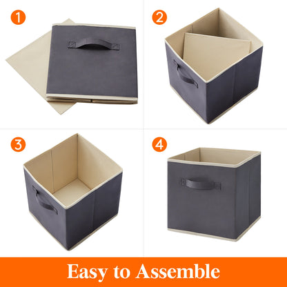 11/13 Inch Foldable Fabric Cube Storage Bins with Handles for Shelves Closet Home Organization 8 Pack