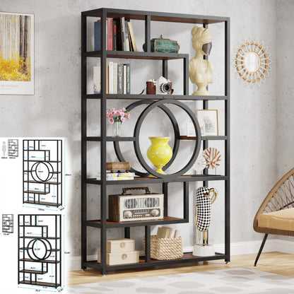 Tribesigns Industrial 5 Tier Freestanding Etagere Bookcase Bookshelf Display Storage Organizer
