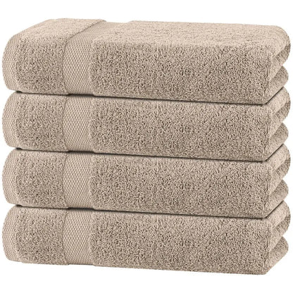 Soft Extra Absorbent Quick Dry Taupe Cotton Bath Towel Set 27x54" 4 Pack