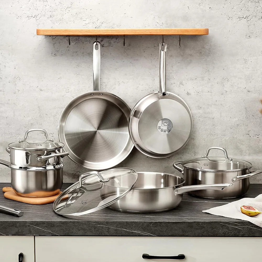 CS Professional Grade Stainless Steel Cookware Set 10 Piece