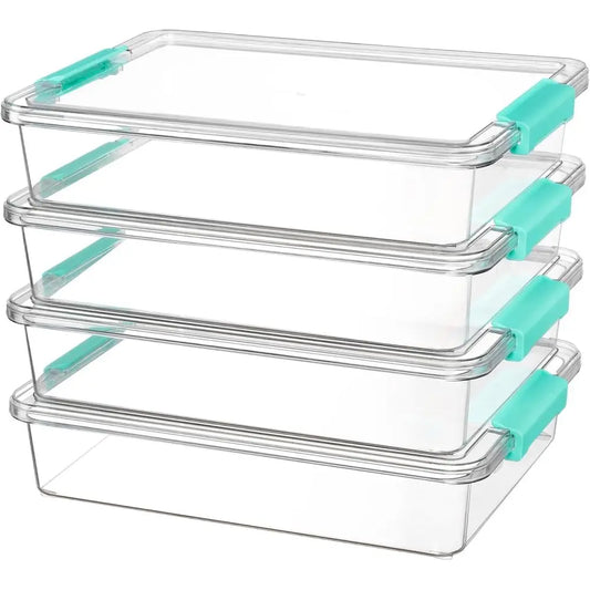 Stackable Clear Plastic Storage Bins/Containers with Lids 6Qt.