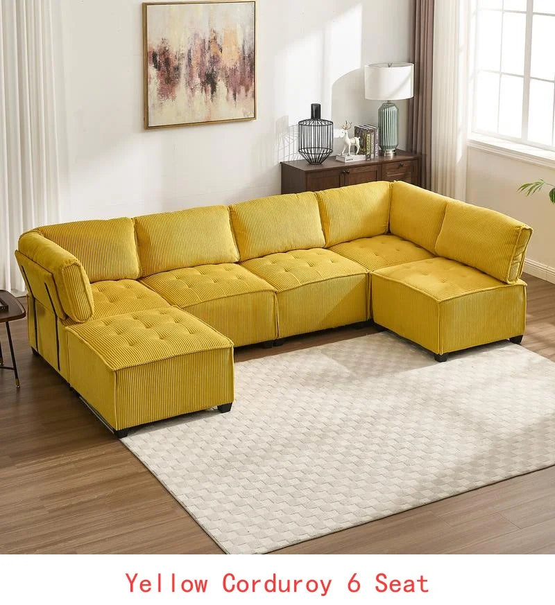 Modular Sectional Sofa U-Shaped Couch with Reversible Chaise 6-Seat Convertible Design
