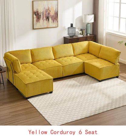Modular Sectional Sofa U-Shaped Couch with Reversible Chaise 6-Seat Convertible Design