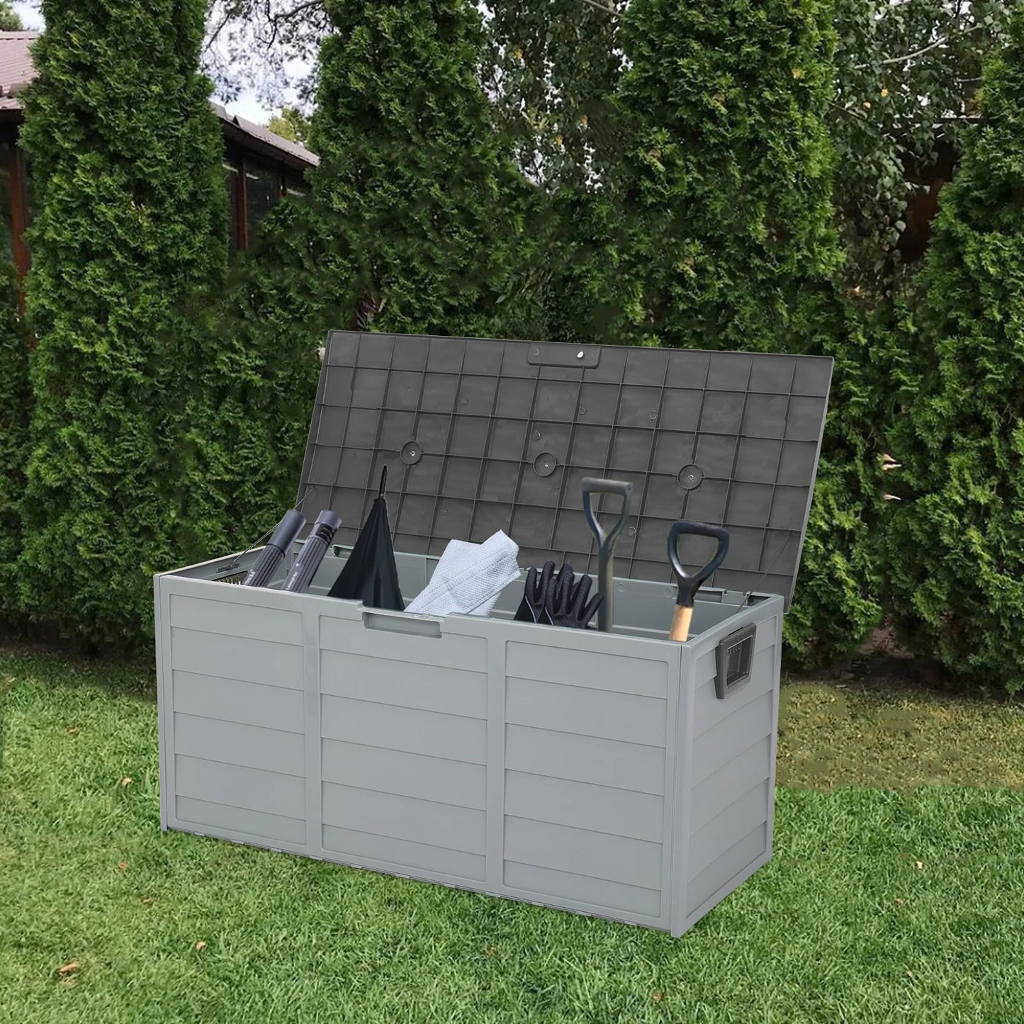Outdoor Plastic Lockable Storage Deck Box 75 Gallon
