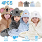 Soft Absorbent Hooded Bath Towel for Newborns Toddlers Kids 32x32 4Pcs Set