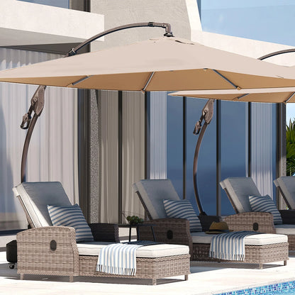 Outdoor Aluminum Cantilever Rectangle Offset Umbrella with Base 10x13 Ft