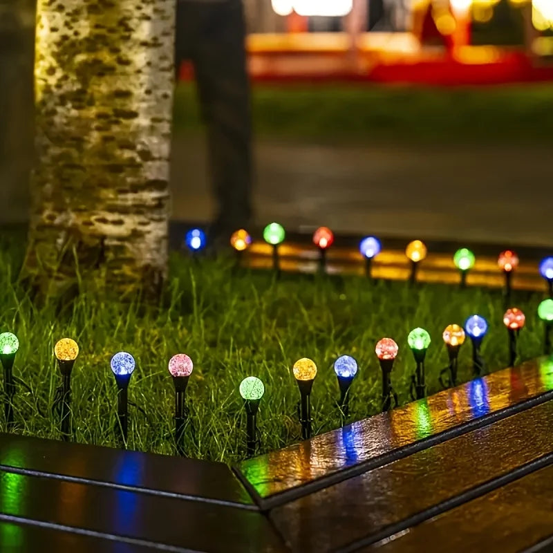 Outdoor Solar LED Bubble Ball Lights Automatic Nighttime Opening 30 Warm White Bulbs
