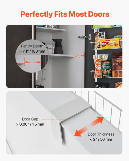 VEVOR 6/8/9/10 Tier Over the Door Hanging Pantry Spice Rack Organizer Heavy-Duty Steel Adjustable
