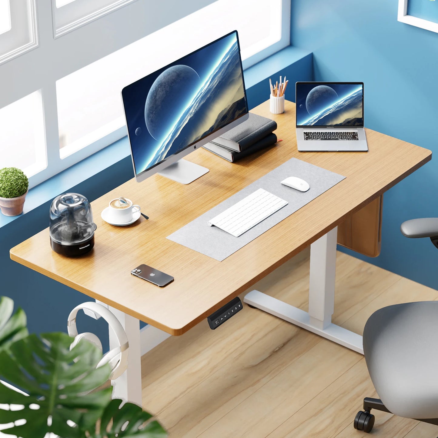 JHK Electric Ergonomic Adjustable Height Standing Desk Stand Up Sit Stand Computer Workstation 40x24"