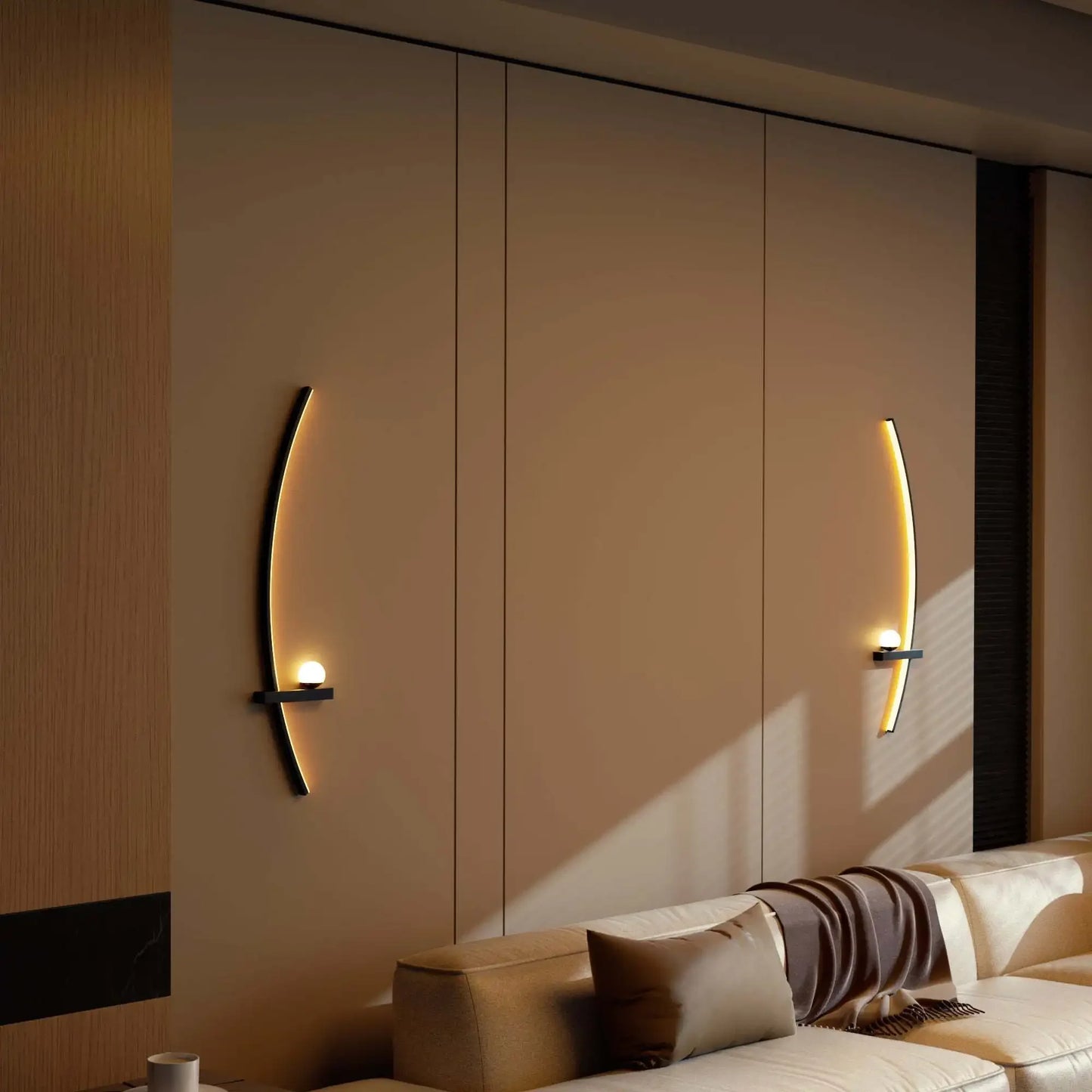 Modern Adjustable Arched Metal Bedside LED Wall Lamp Sconce 31.5" 3000K Warm Glow Indoor Use for Bedroom 2 Piece