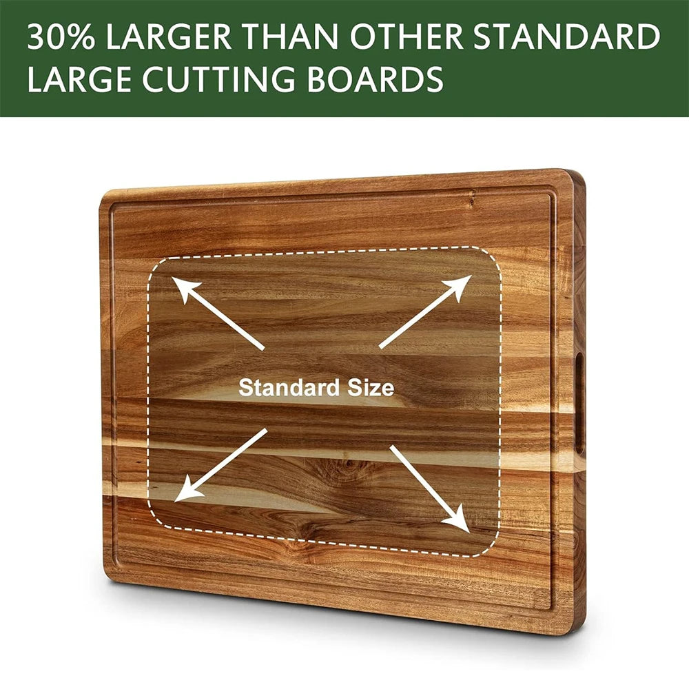 Extra Large Reversible Wood Cutting Board Butcher Block Juice Groove 24 x 18 x1.2"
