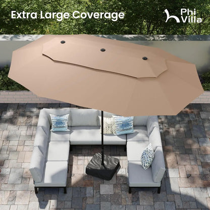 15FT Large Double-Sided 2-Tier Rectangular Outdoor Patio Umbrella Base & Stand Included