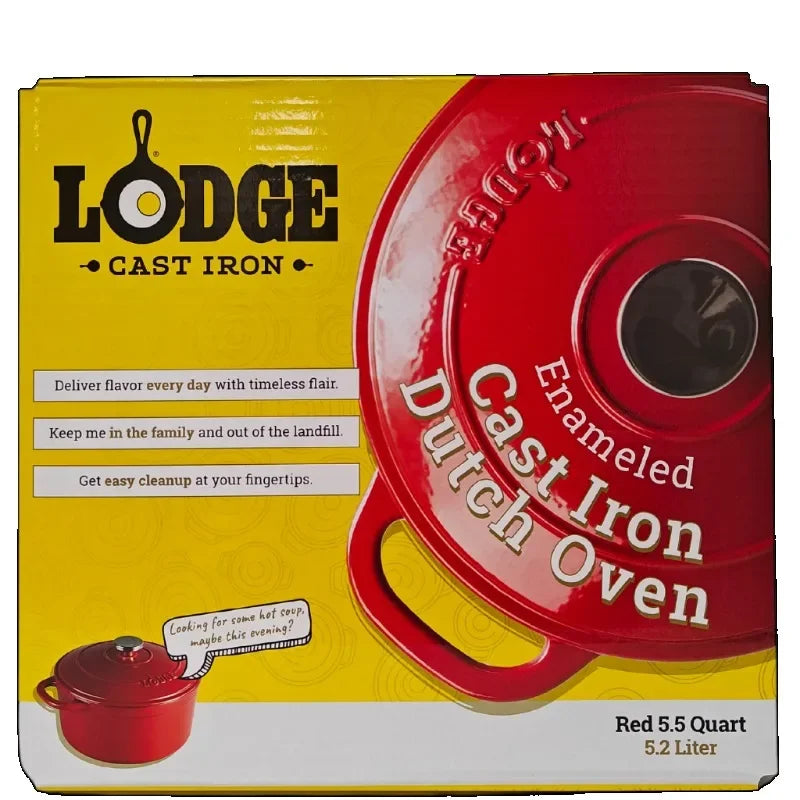 Lodge Cast Iron Dutch Oven 5.5qt Enameled Non-Stick Set