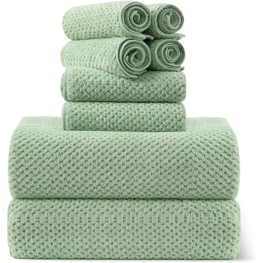 Ultra Soft Highly Absorbent Quick Dry Polyester Bath Towel Set 2 Extra Large Bath Towels 2 Hand Towels 4 Washcloths