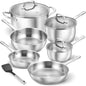 KOCH SYSTEME CS Stainless Steel Pots Pans Cookware Set Induction Ready Oven Safe to 450°F 10 Piece