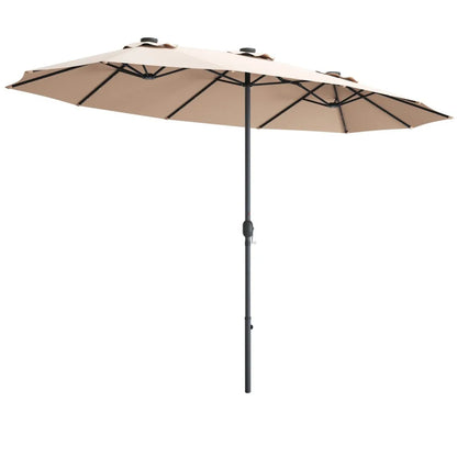 Solar LED Patio Outdoor Double-Sided Umbrella 15 Ft with 36 Lights
