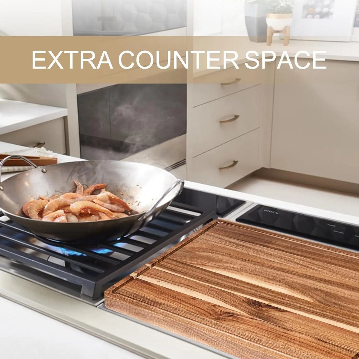 Extra Large Reversible Wood Cutting Board Butcher Block Juice Groove 24 x 18 x1.2"