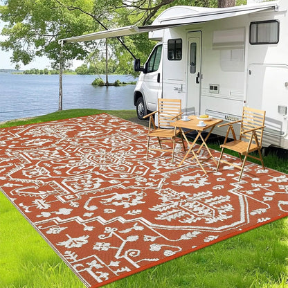 Waterproof Indoor Outdoor Plastic Straw Area Rug Stain-Resistant Easy Cleaning RV Mat for Deck Camping Balcony